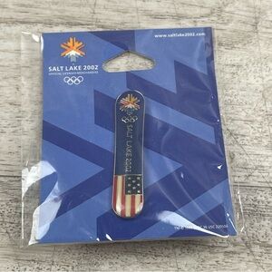 New 2002 Salt Lake Winter Olympics Aminco Pin USA Flag Y2K NOS